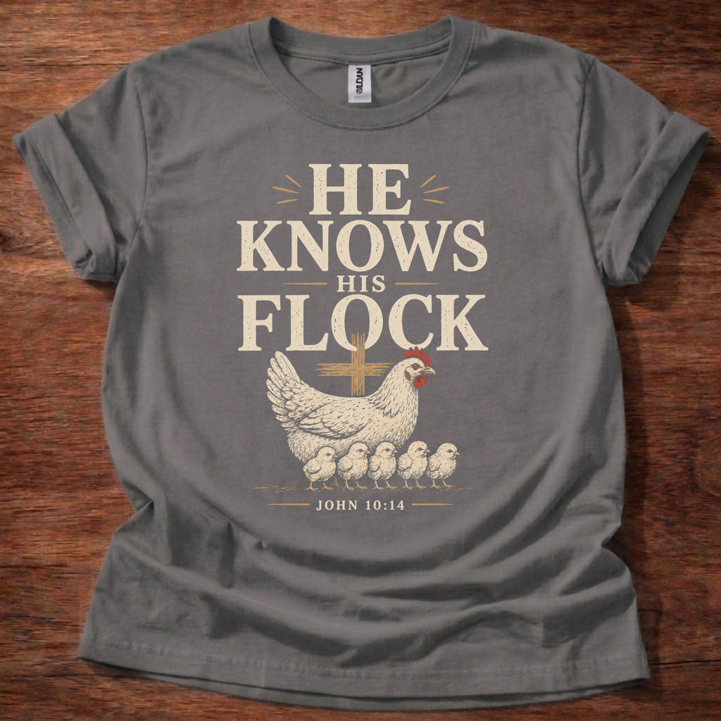 He Knows His Flock Shirt – John 10:14 Christian T-Shirt