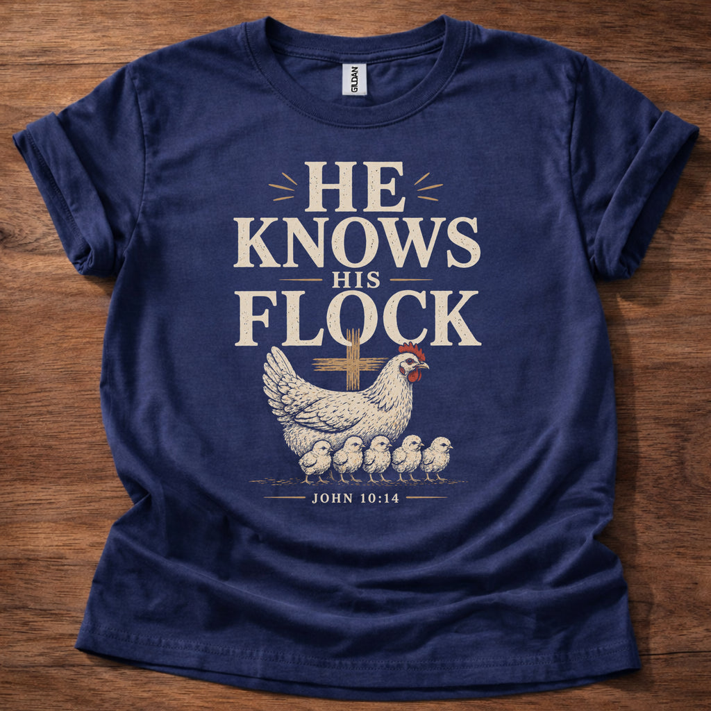 He Knows His Flock Shirt – John 10:14 Christian T-Shirt