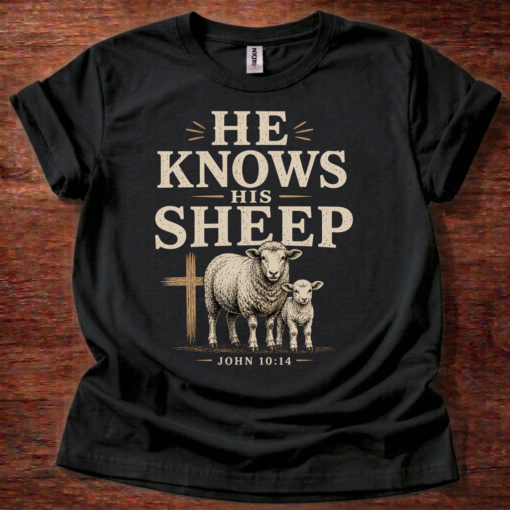 He Knows His Sheep Shirt – John 10:14 Christian T-Shirt
