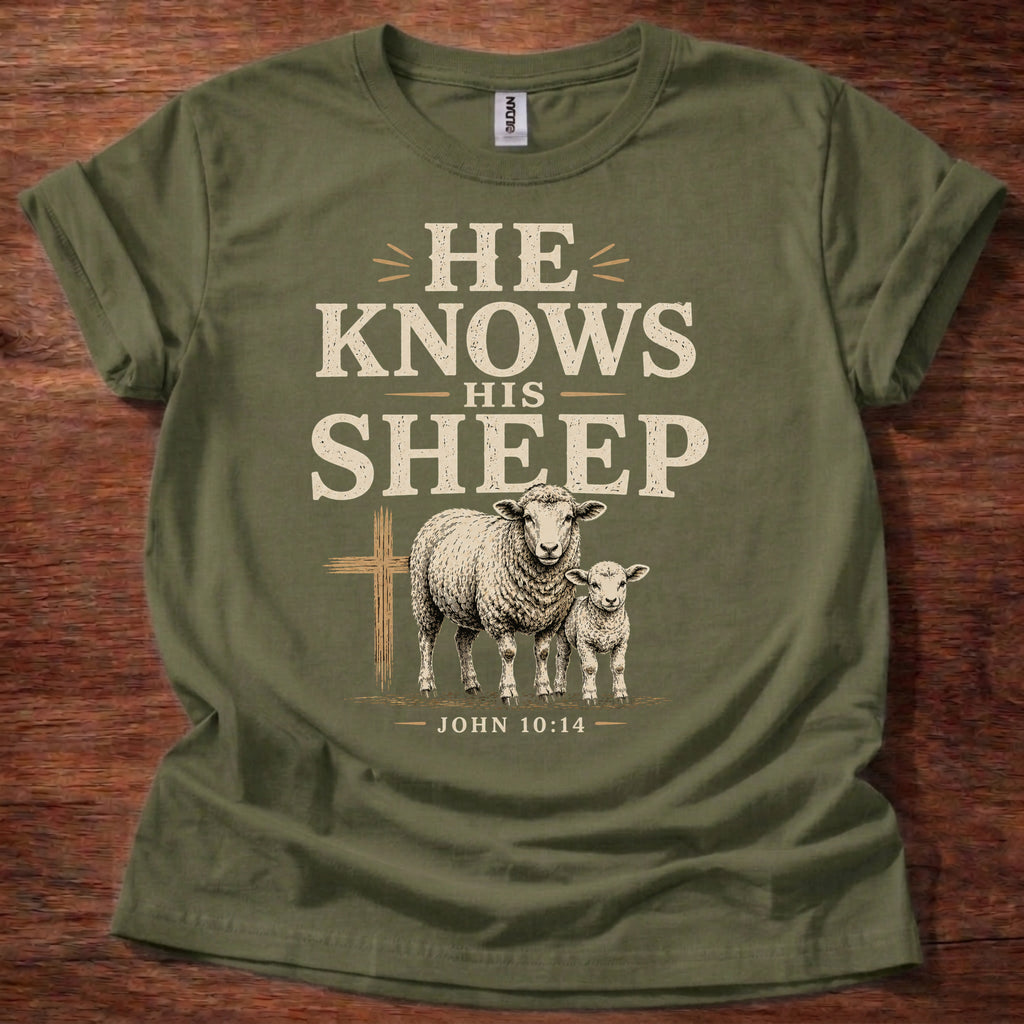 He Knows His Sheep Shirt – John 10:14 Christian T-Shirt