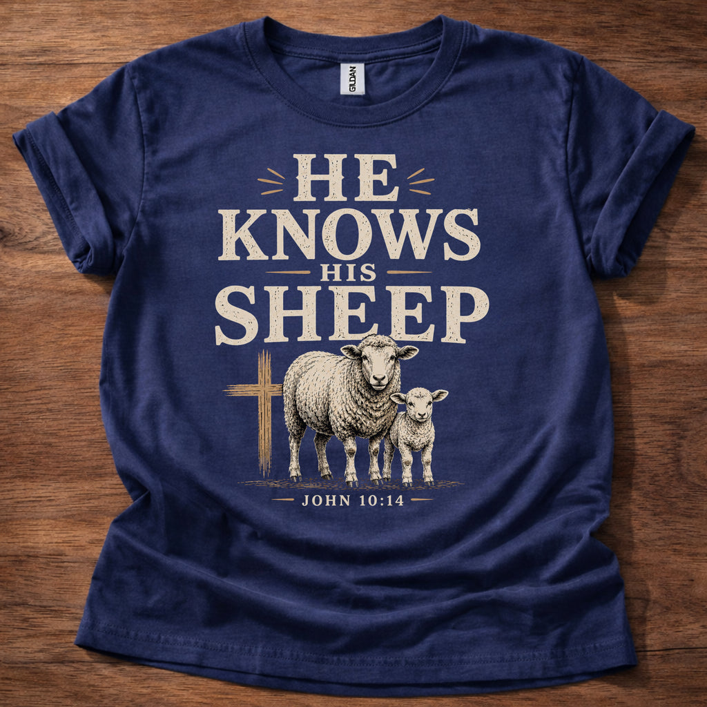 He Knows His Sheep Shirt – John 10:14 Christian T-Shirt