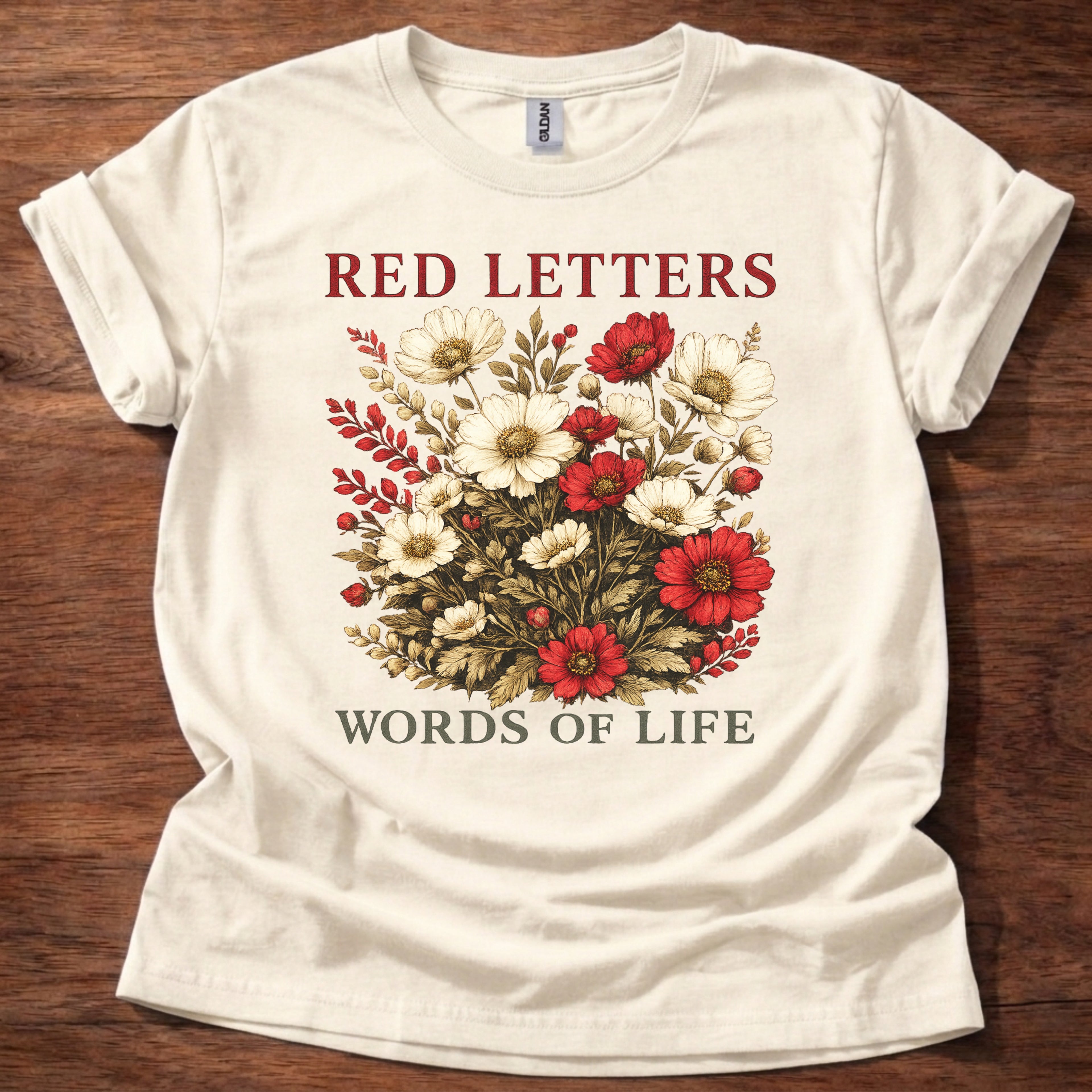 Red Letters Words of Life T-Shirt