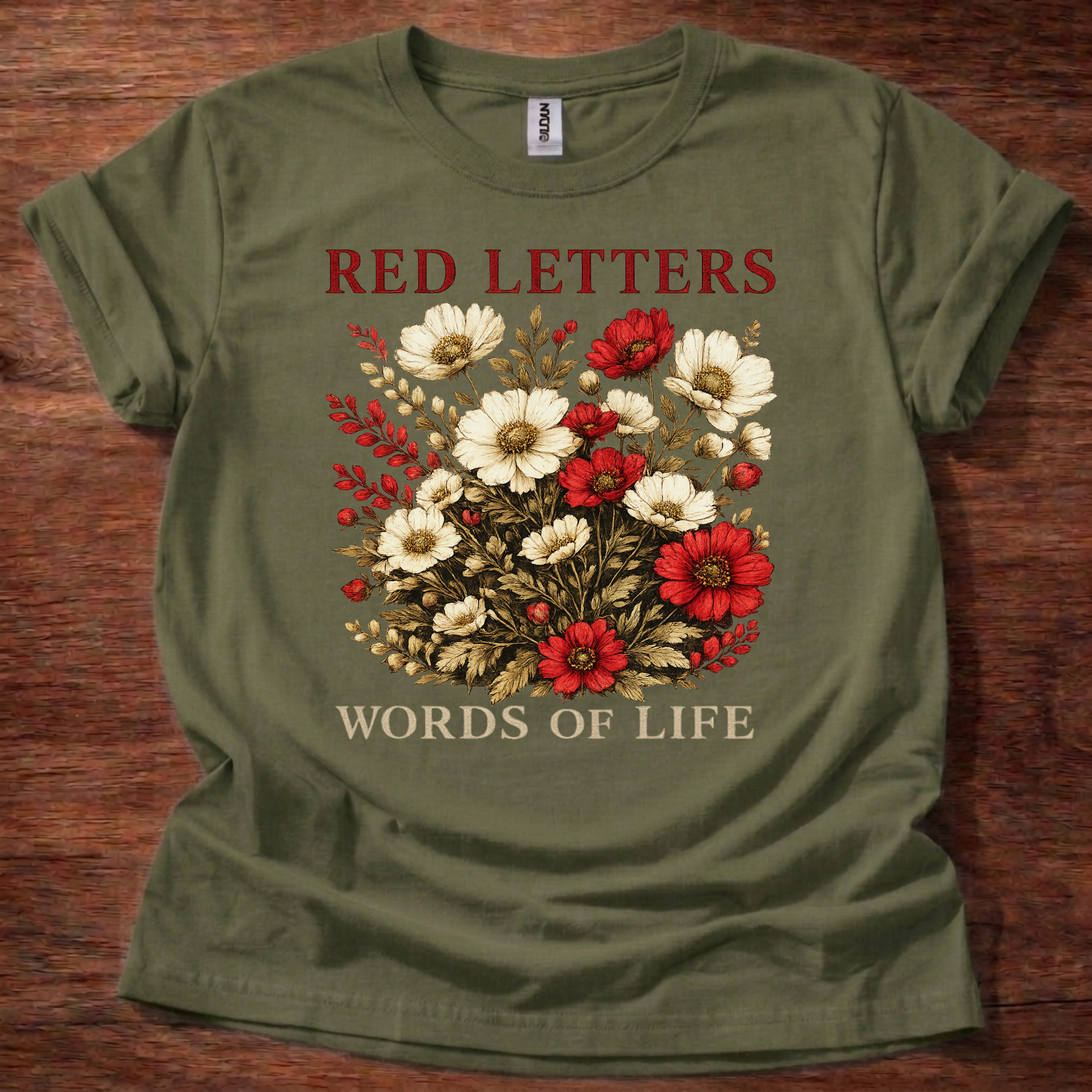 Red Letters Words of Life T-Shirt