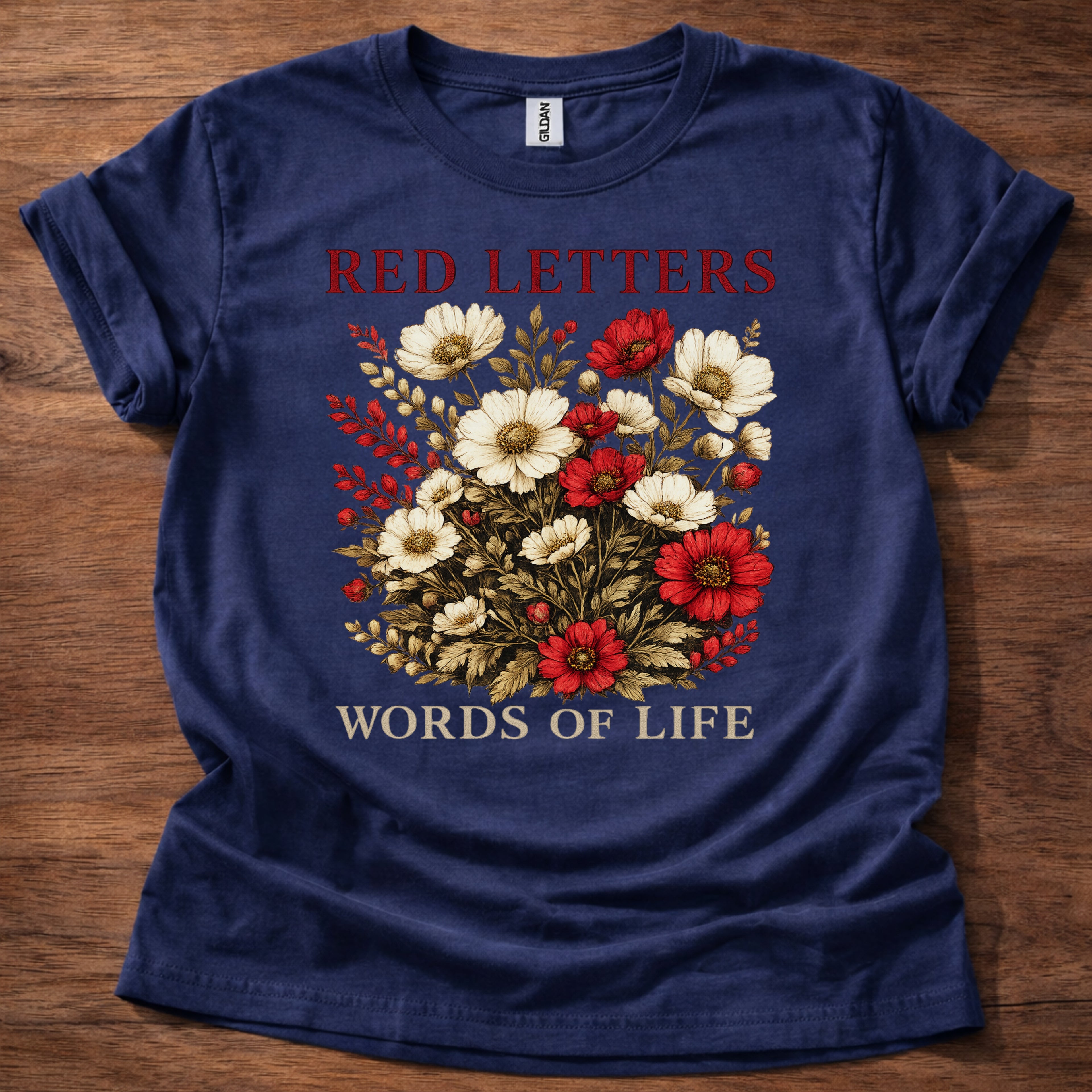 Red Letters Words of Life T-Shirt
