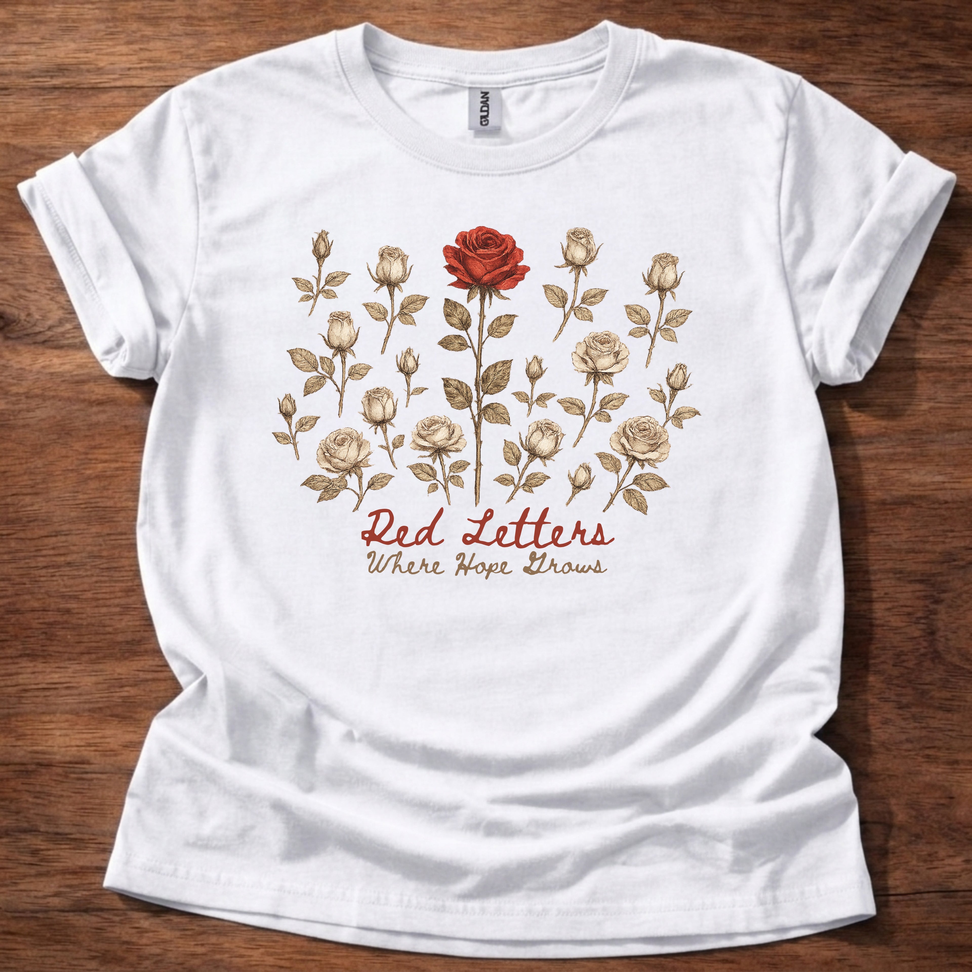 Red Letters Where Hope Grows T-Shirt