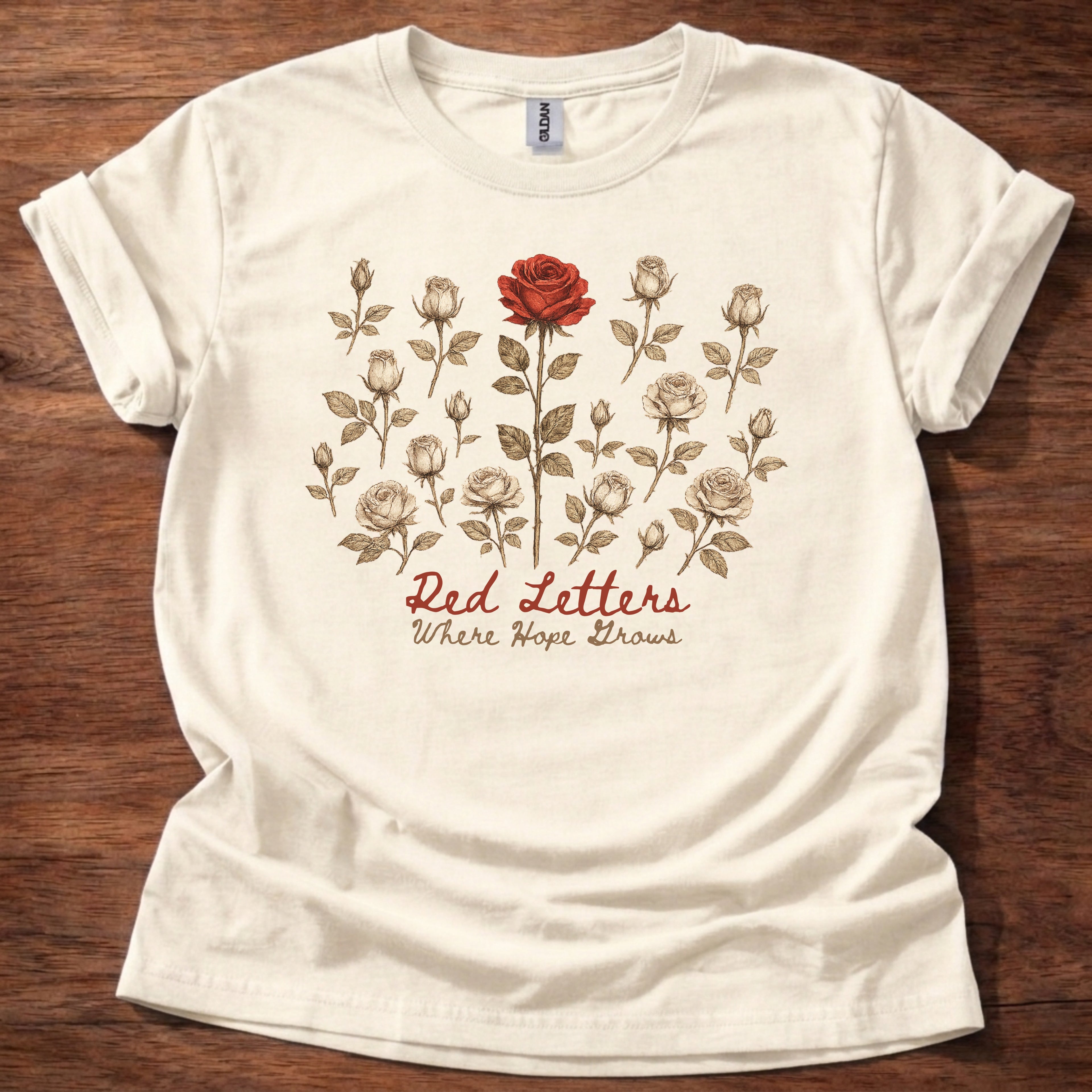 Red Letters Where Hope Grows T-Shirt