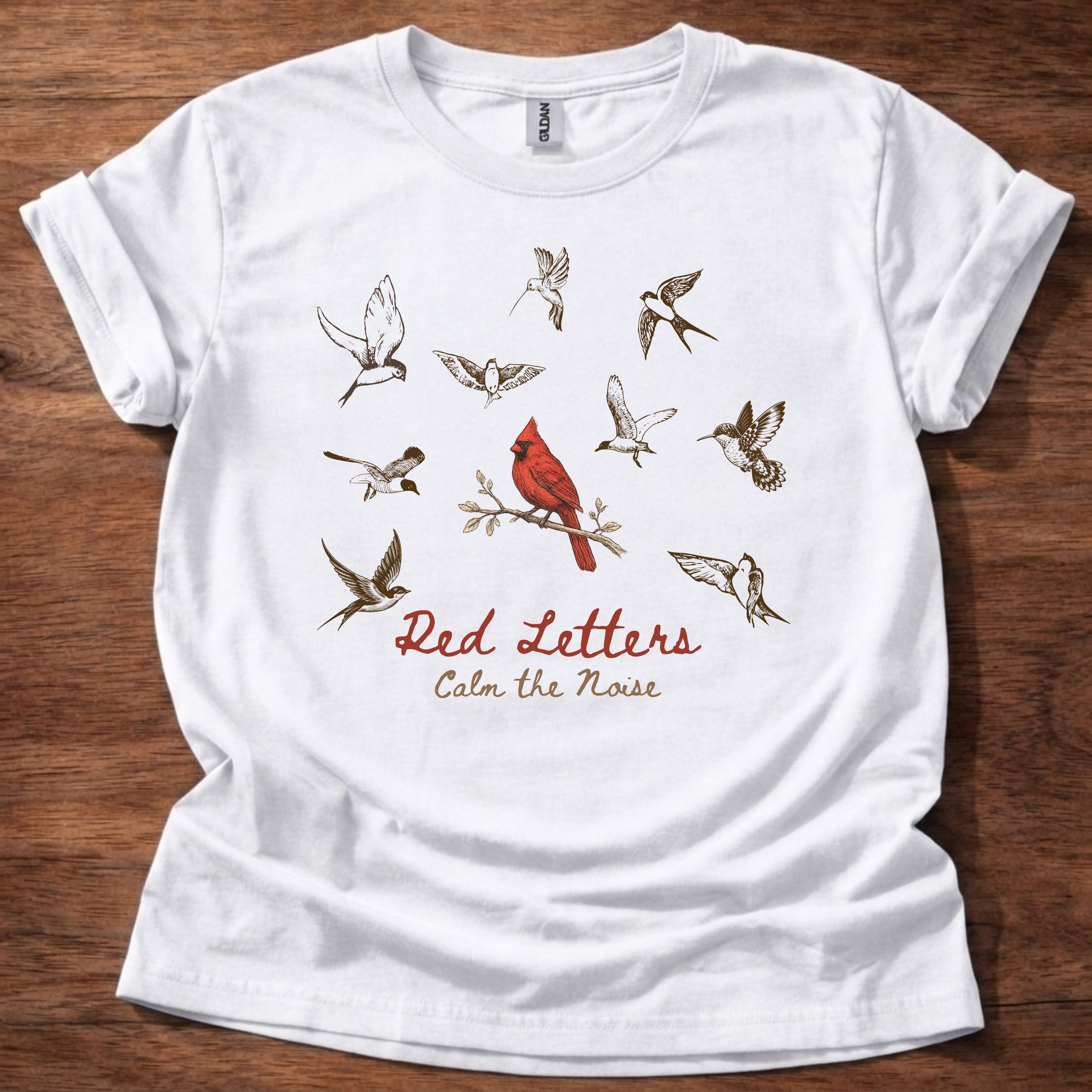 Red Letters Calm the Noise T-Shirt