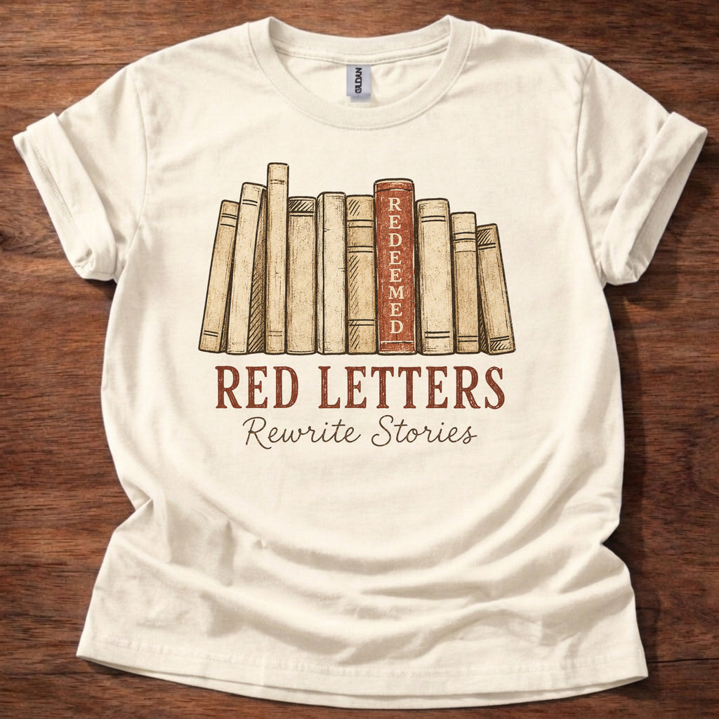 Red Letters Rewrite Stories T-Shirt