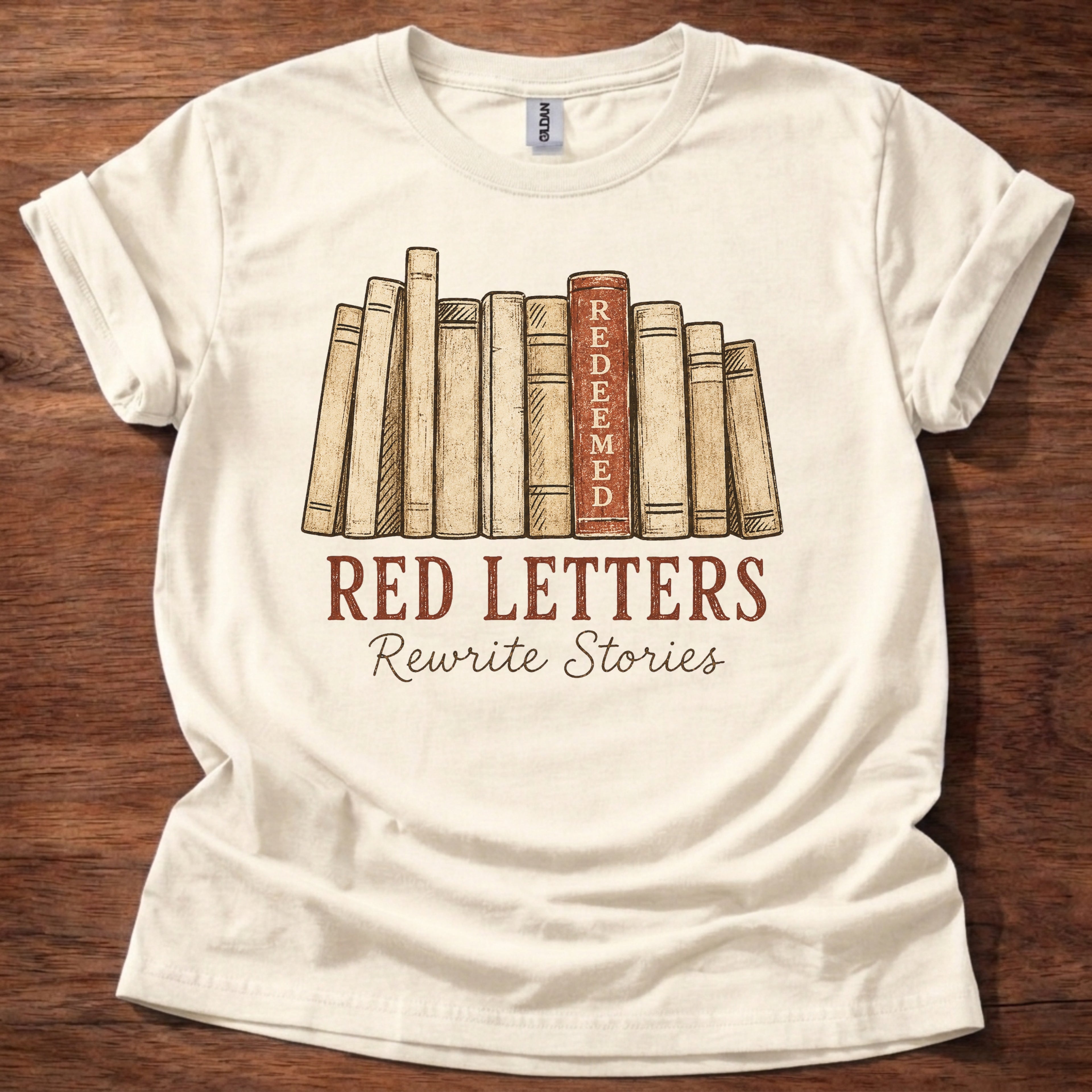 Red Letters Rewrite Stories T-Shirt