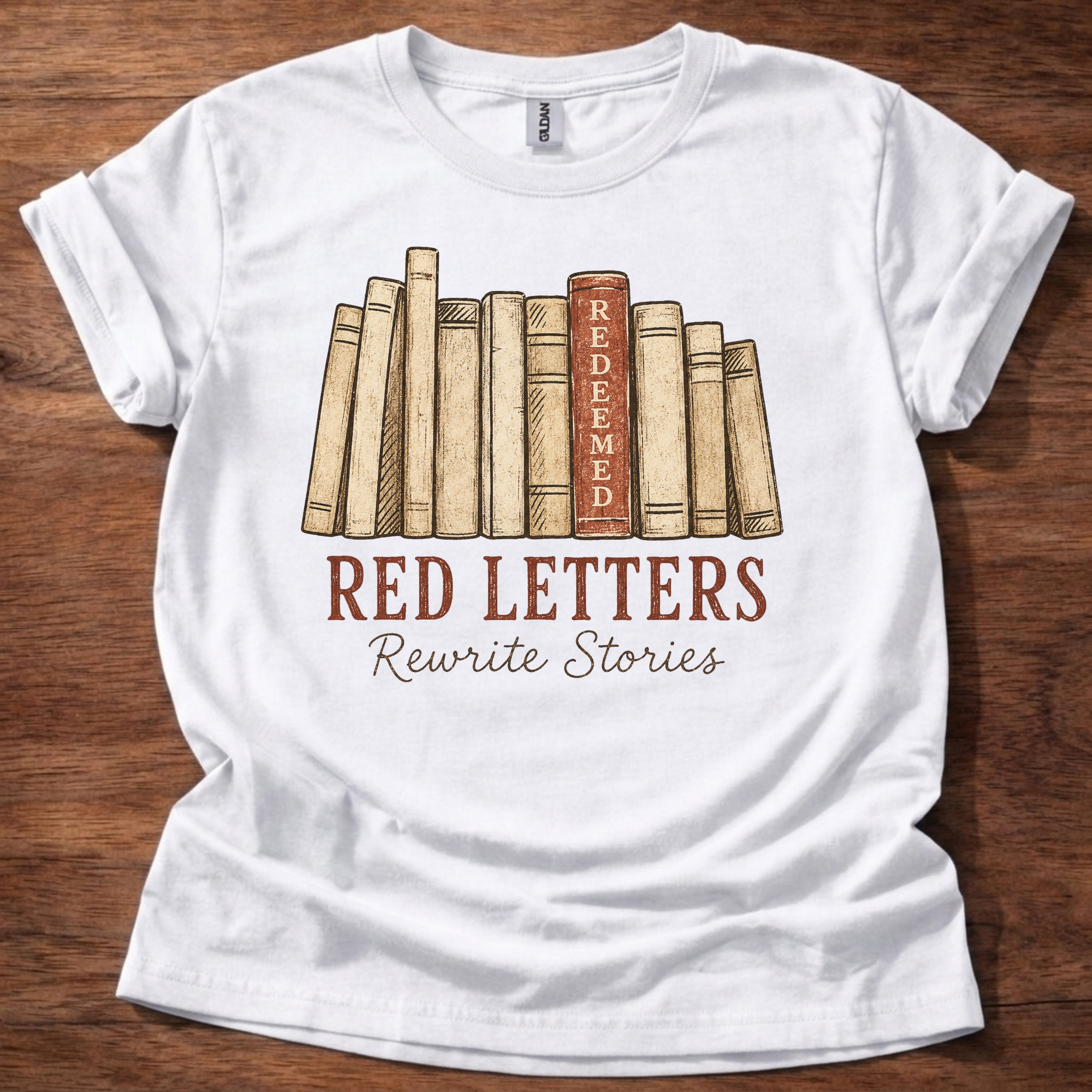 Red Letters Rewrite Stories T-Shirt