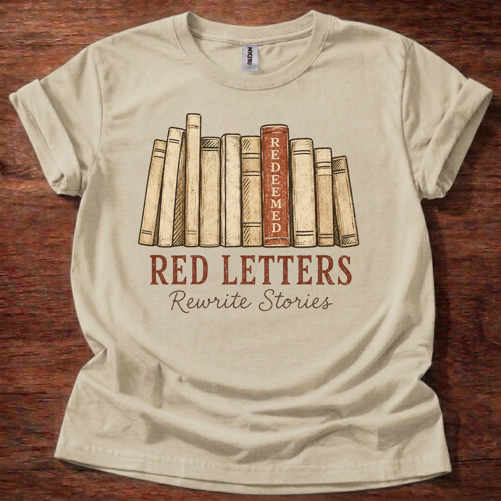 Red Letters Rewrite Stories T-Shirt