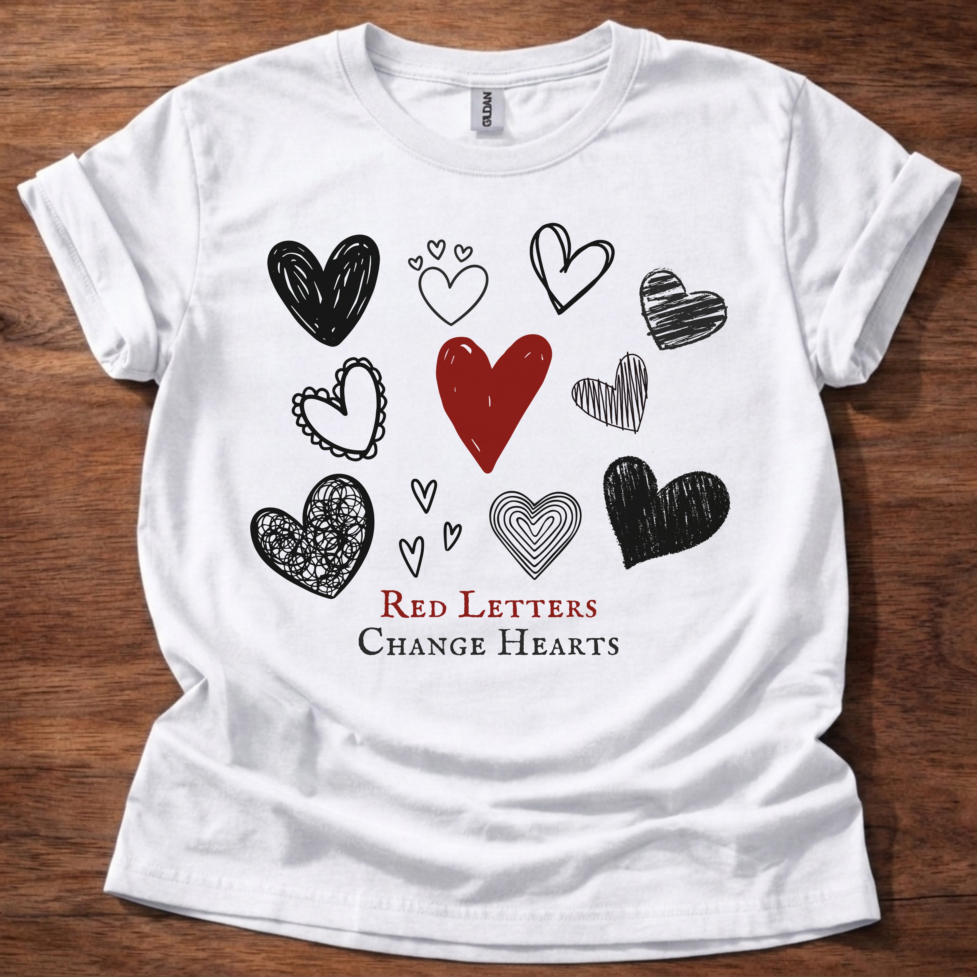 Red Letters Change Hearts T-Shirt
