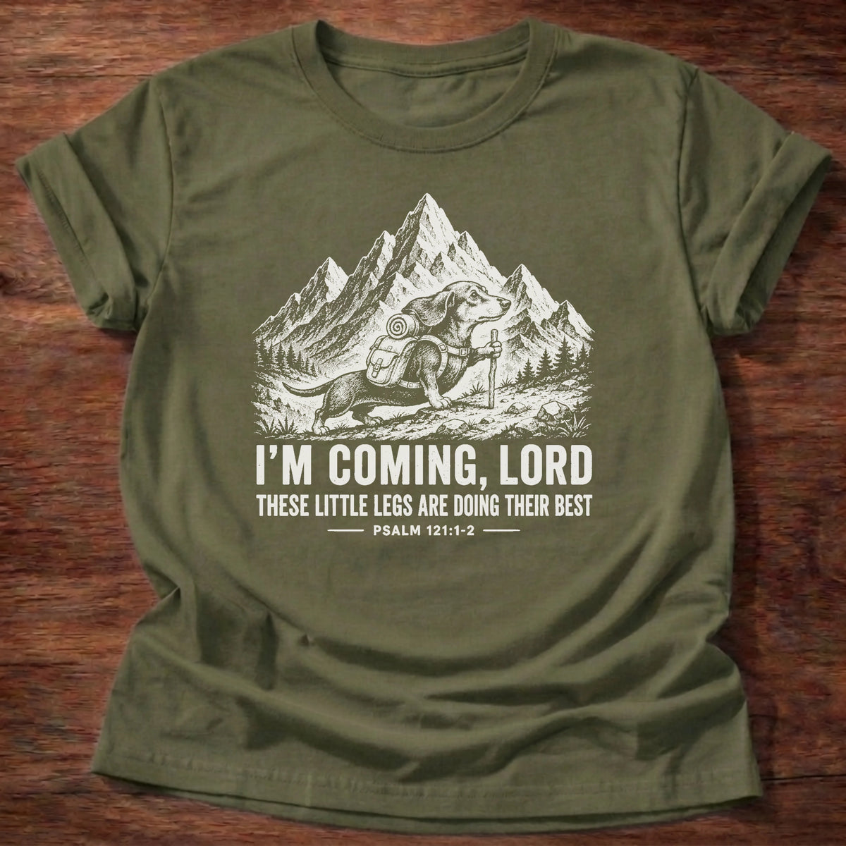 I'm Coming Lord T-Shirt in Military Green, childlike faith Christian tee