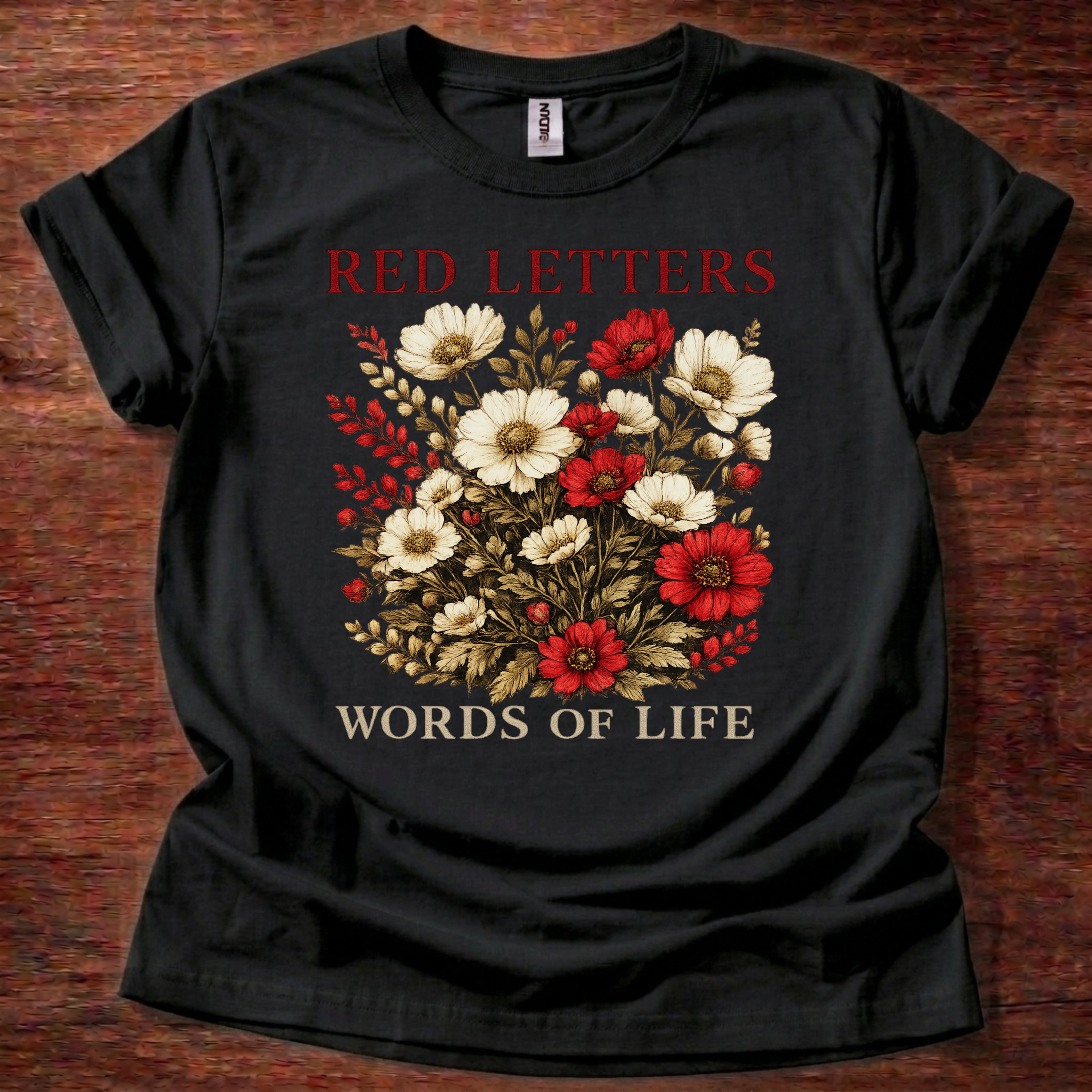 Red Letters Words of Life T-Shirt