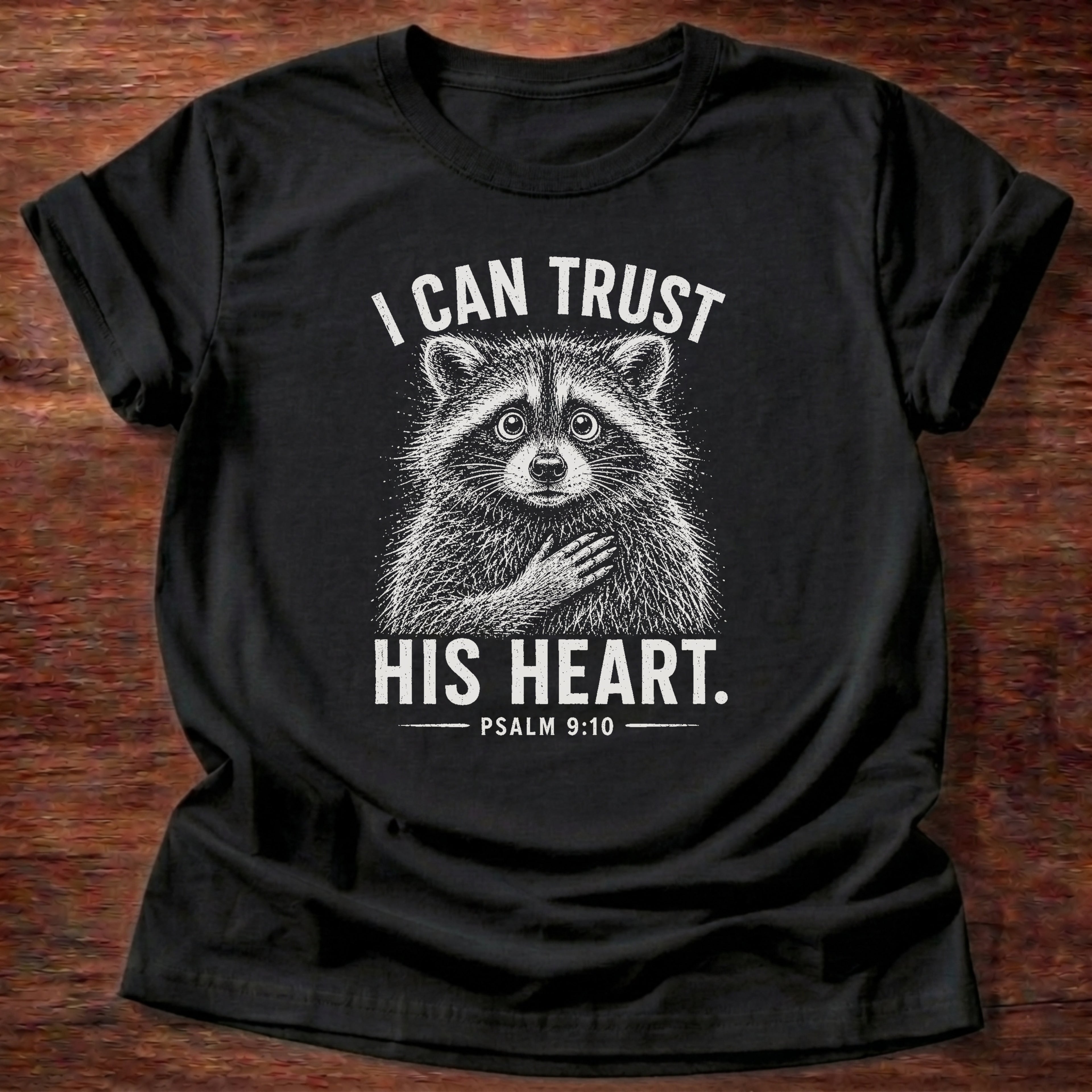 Trust His Heart T-Shirt in Black, Christian faith and trust tee