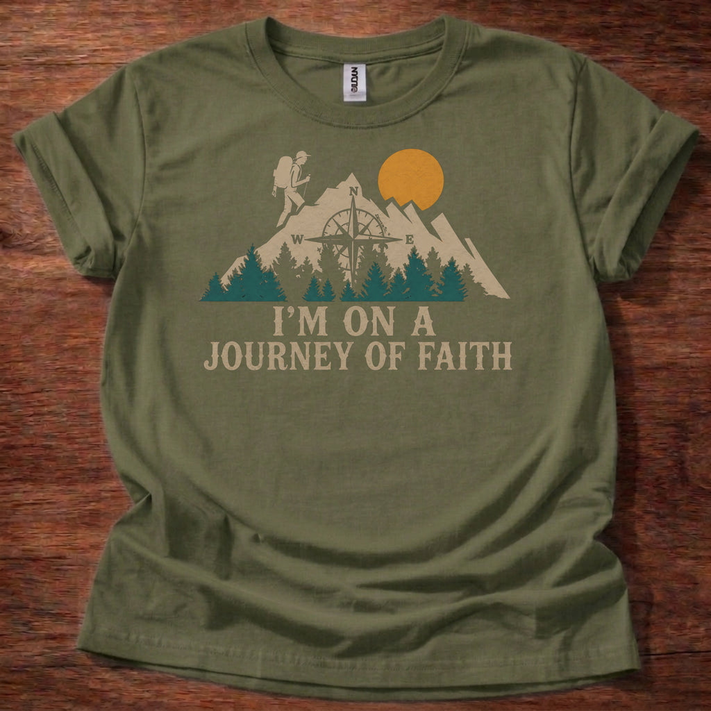 Military Green Journey of Faith Christian T-Shirt
