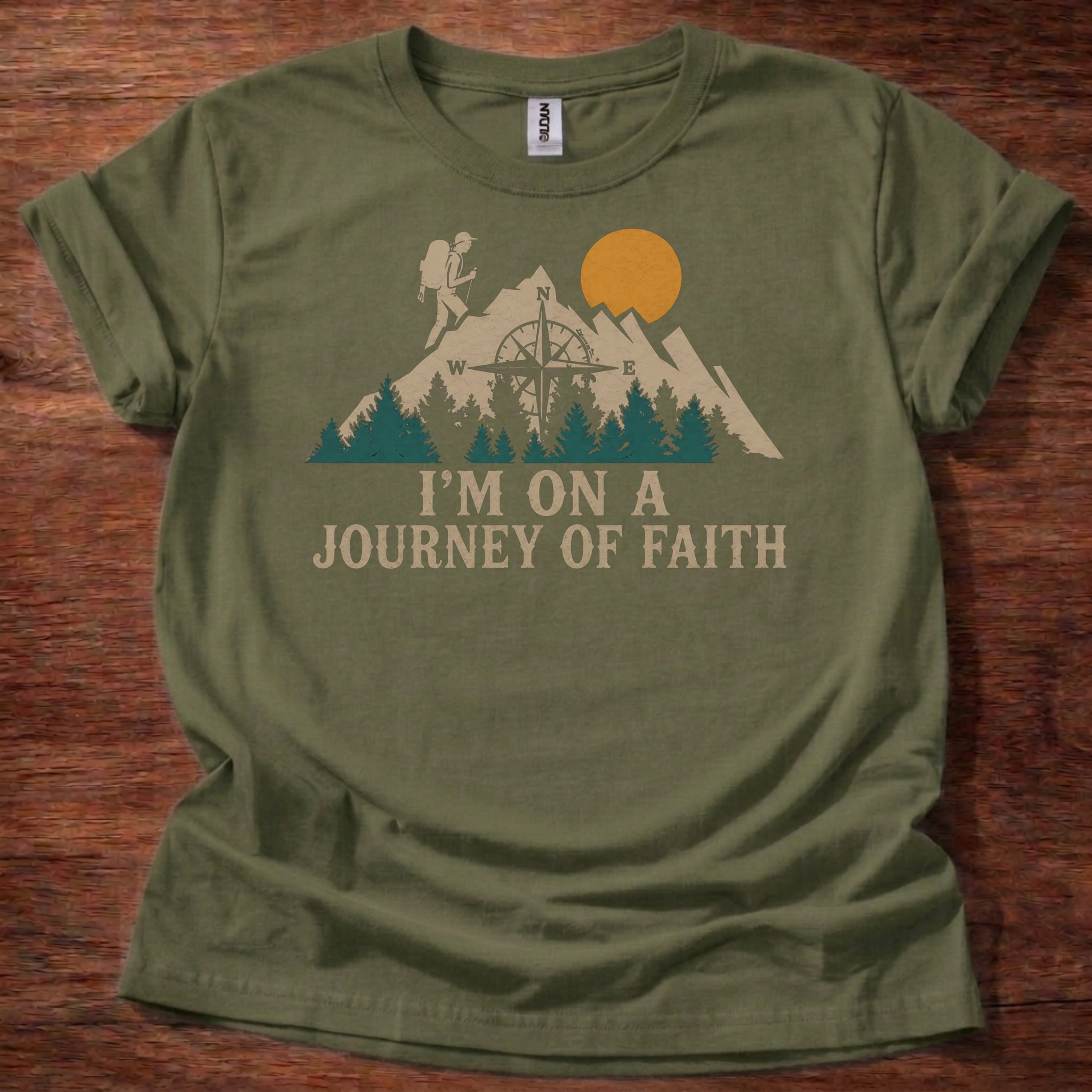Military Green Journey of Faith Christian T-Shirt