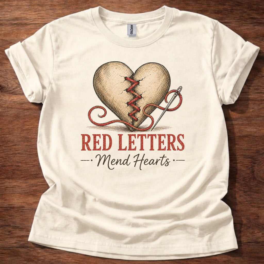 Red Letters Mend Hearts T-Shirt