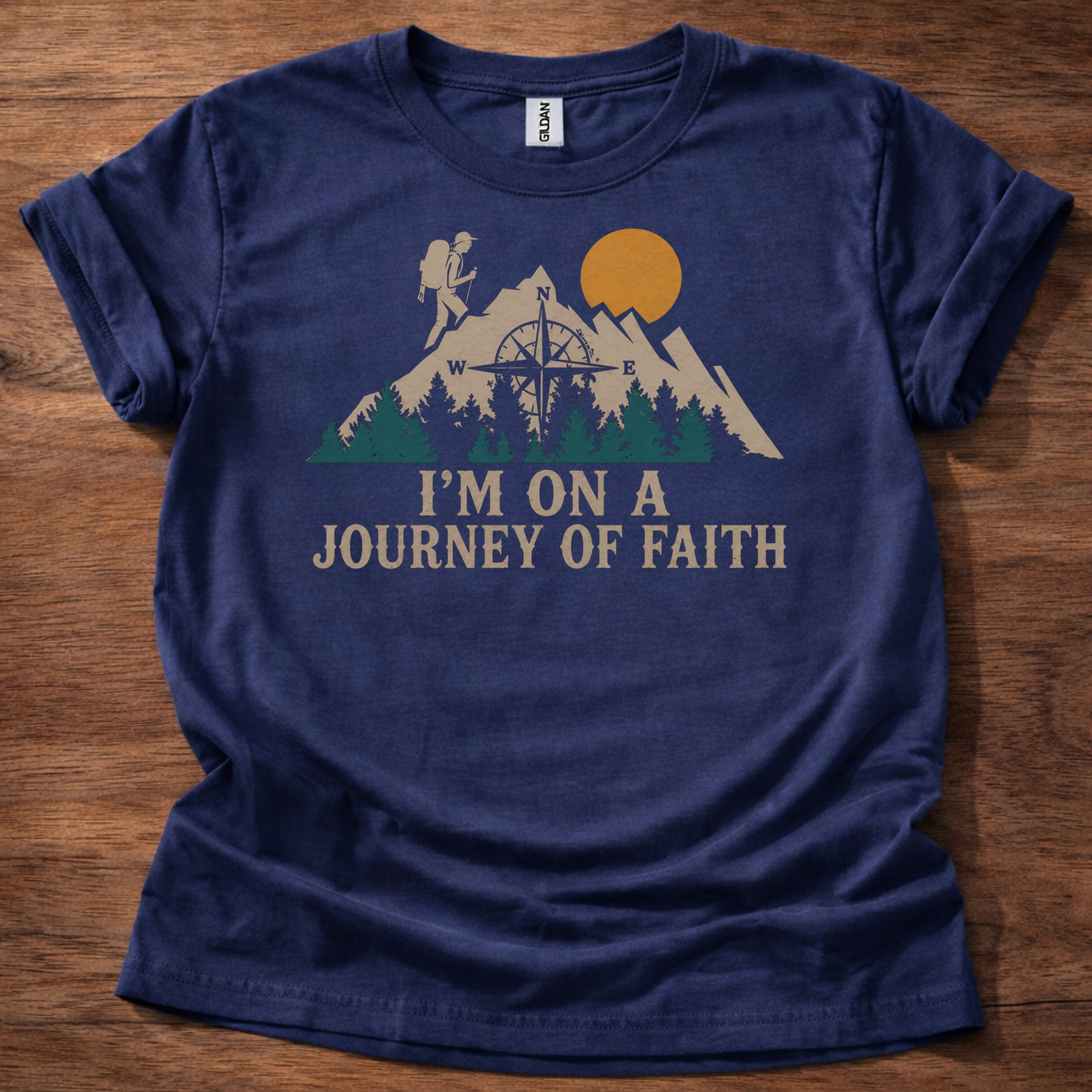 Navy Journey of Faith Christian T-Shirt