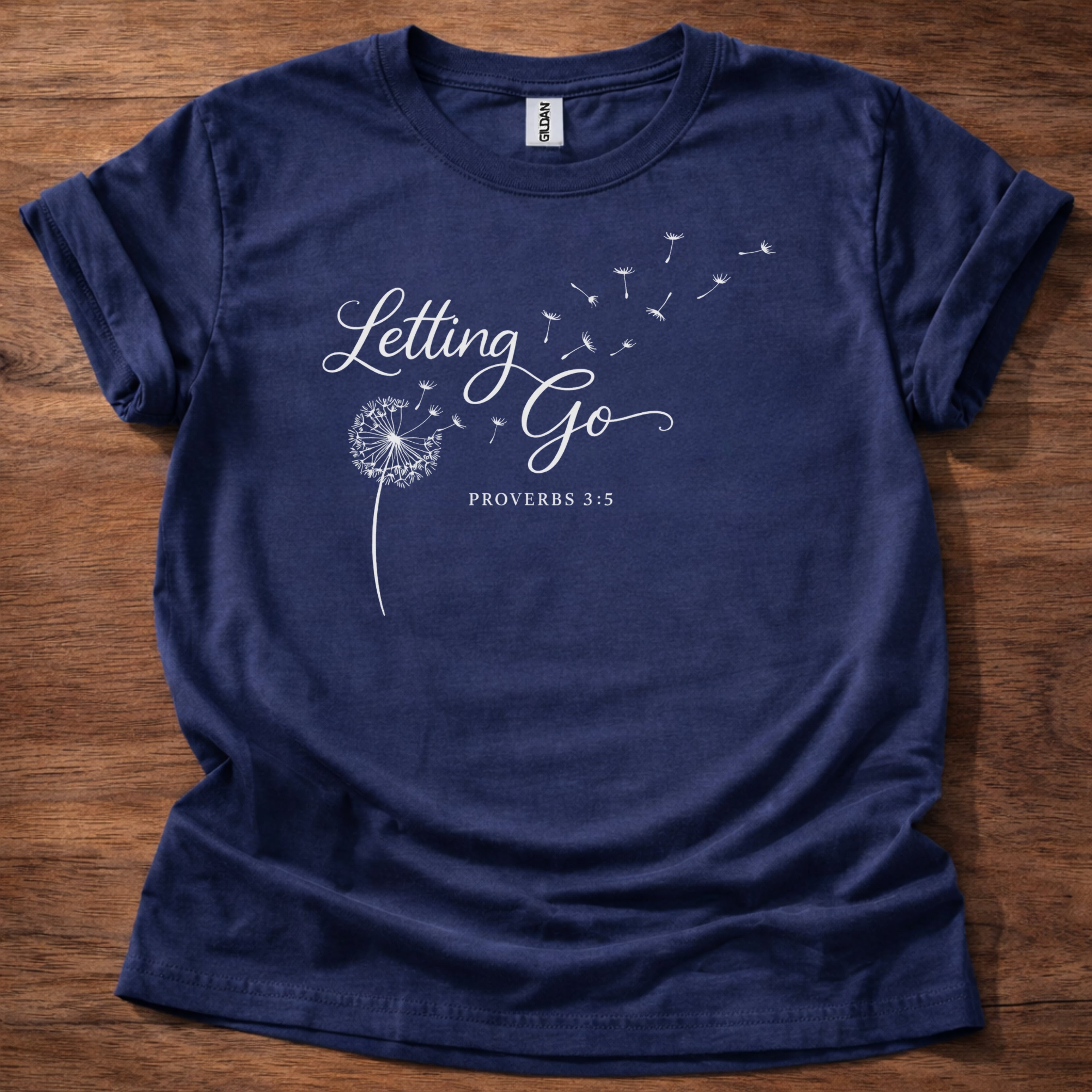 Navy Letting Go Proverbs 3:5 T-Shirt