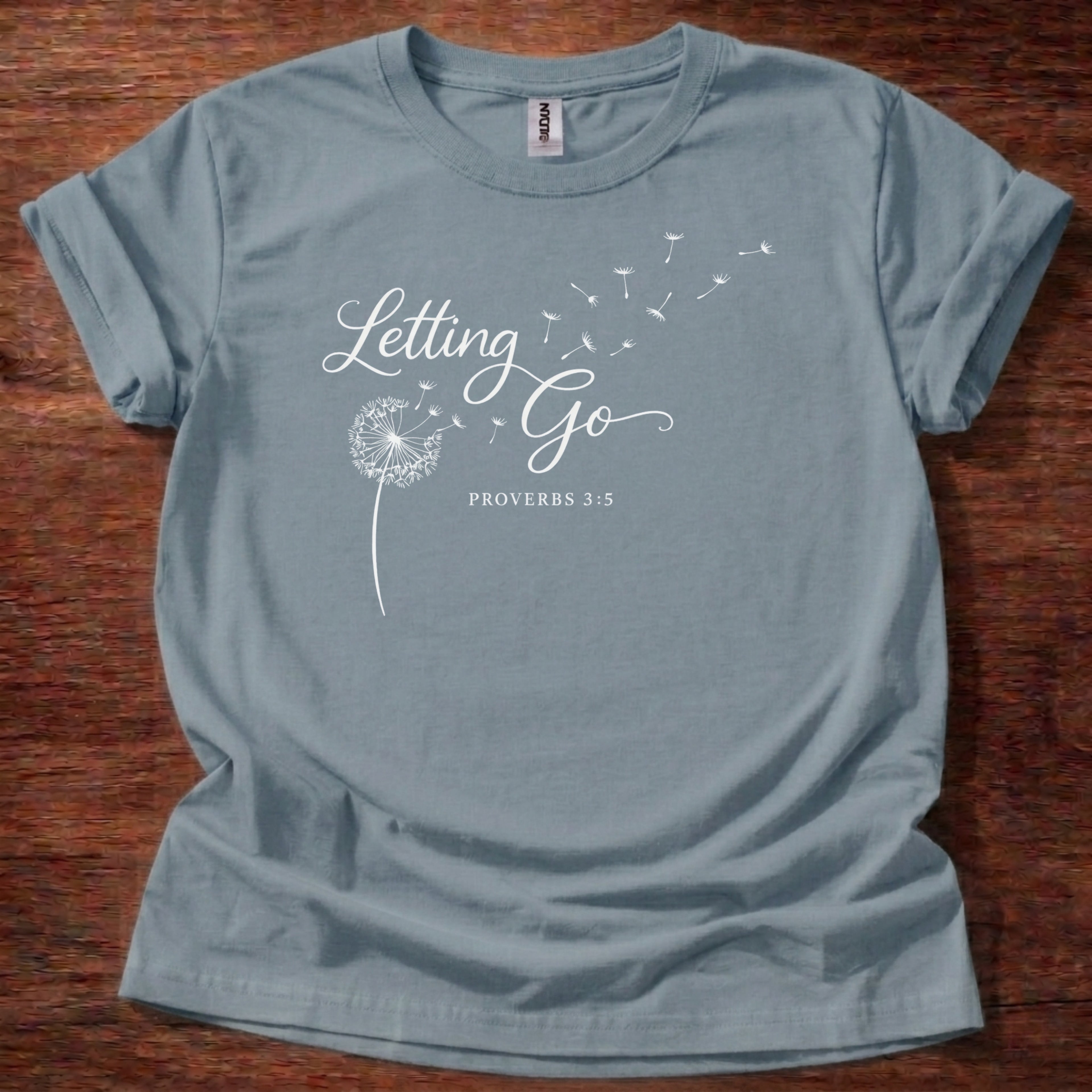 Stone Blue Letting Go Proverbs 3:5 T-Shirt