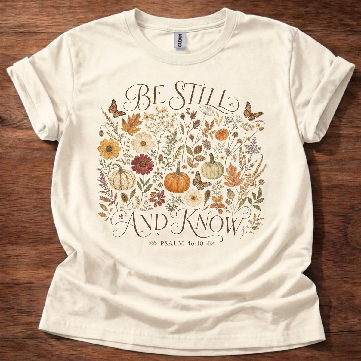 Be Still Fall Christian t-shirt in natural