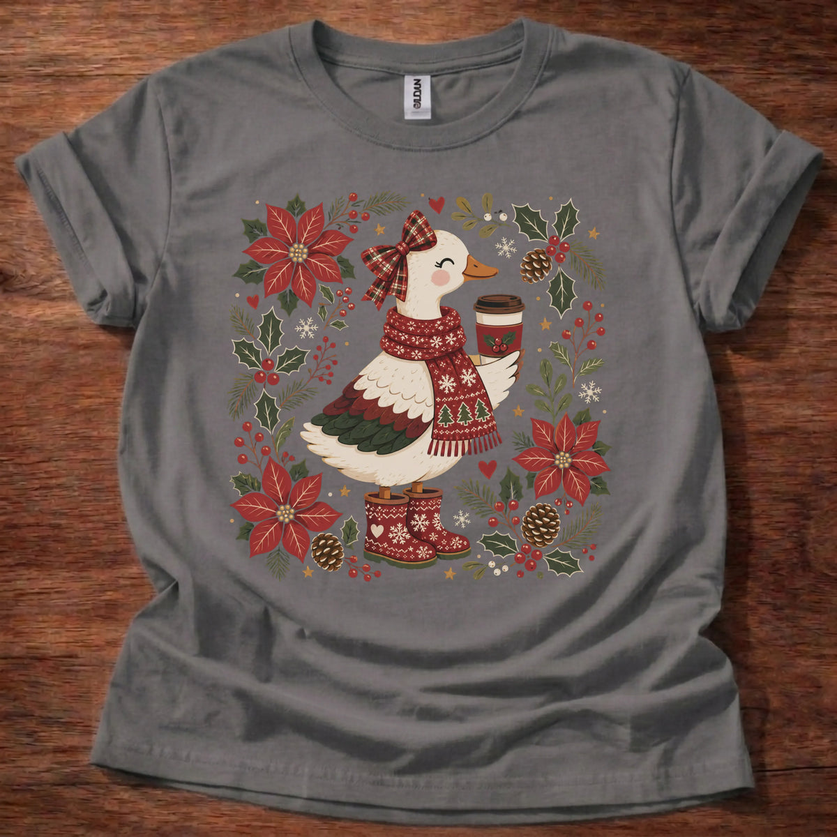 Christmas Goose Christian t-shirt in charcoal