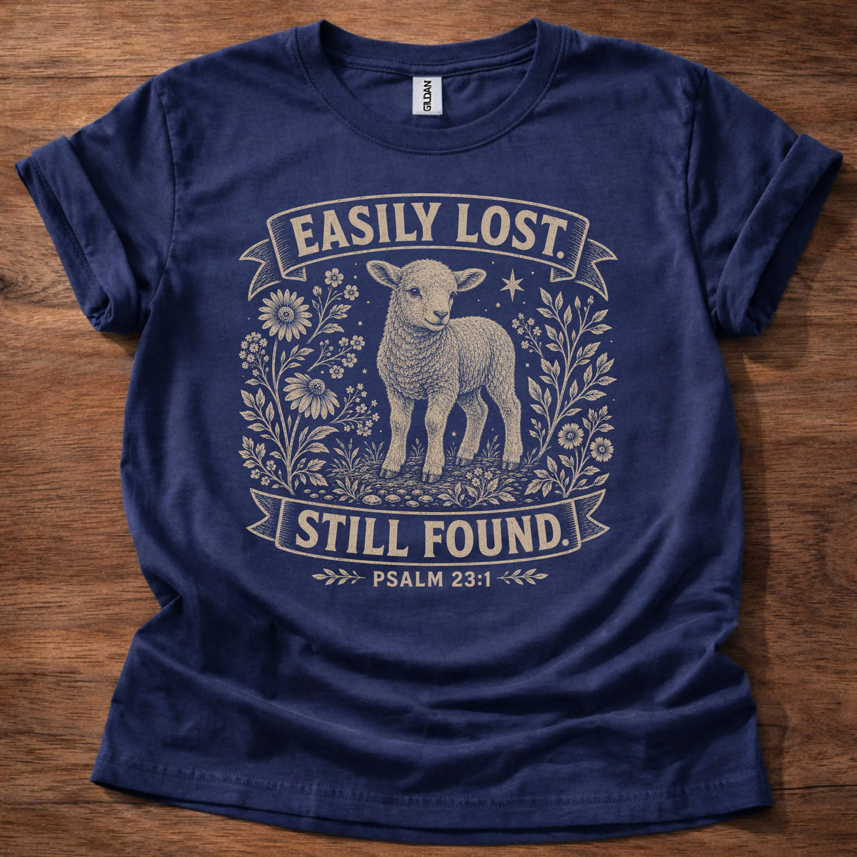 Easily Lost Christian t-shirt in navy