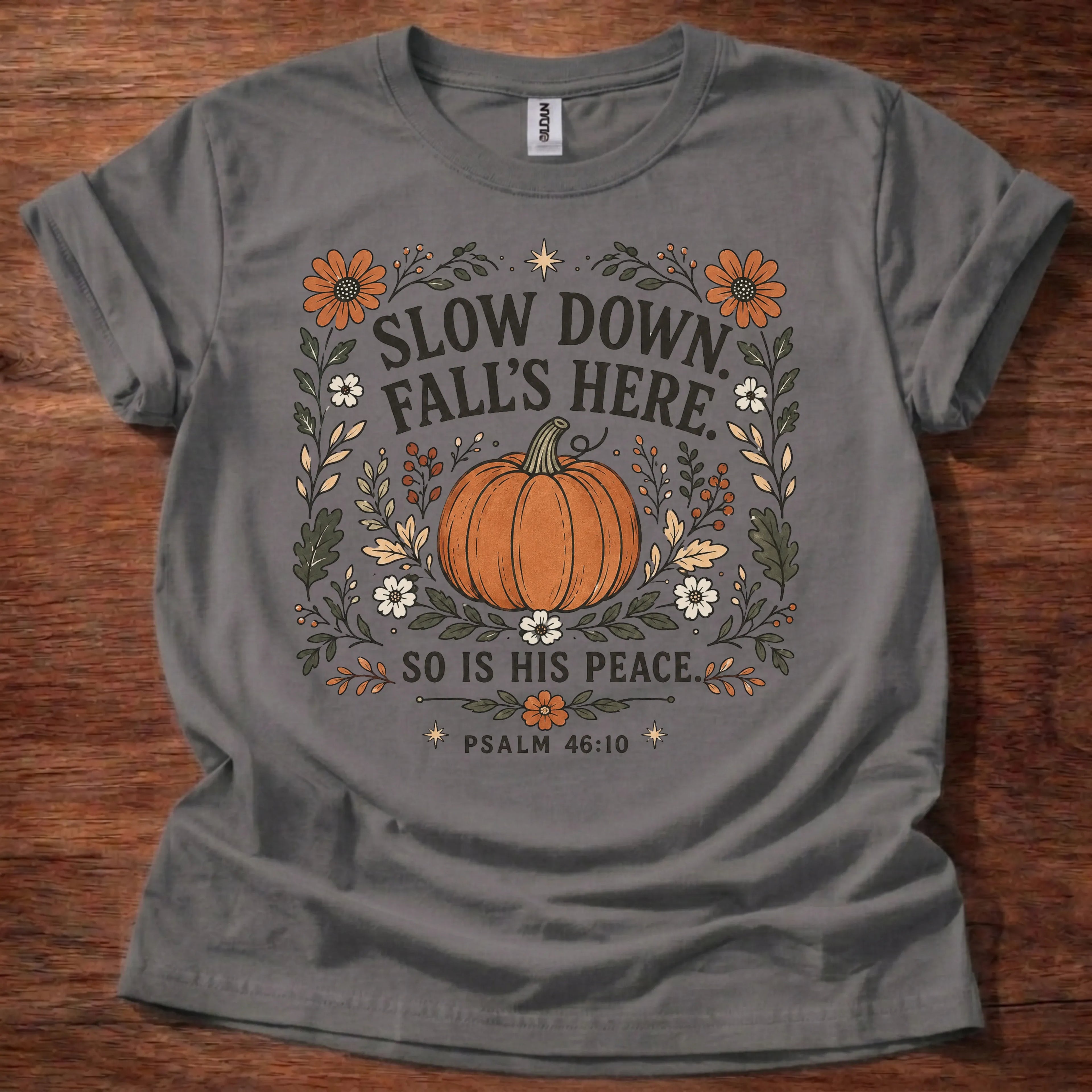 Fall's Here Christian t-shirt in charcoal