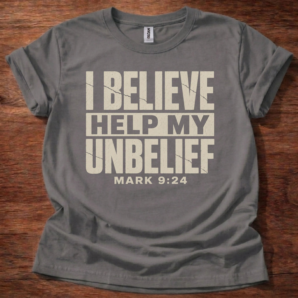Help My Unbelief Christian t-shirt in charcoal