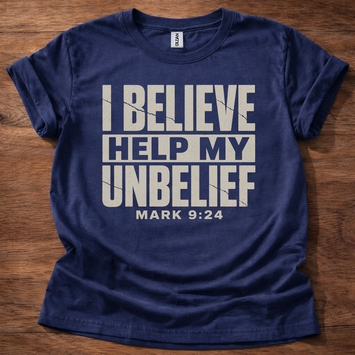 Help My Unbelief Christian t-shirt in navy