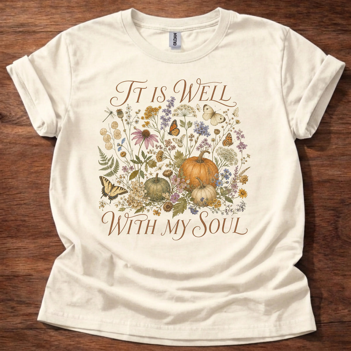 It Is Well Fall Christian t-shirt in natural
