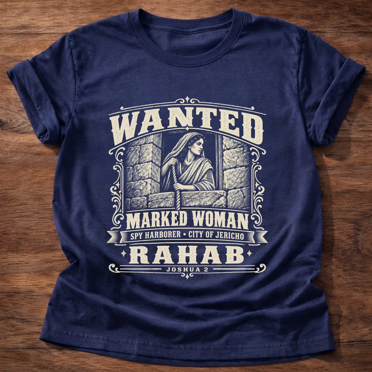 Navy Rahab Joshua 2 Marked Woman Christian T-Shirt