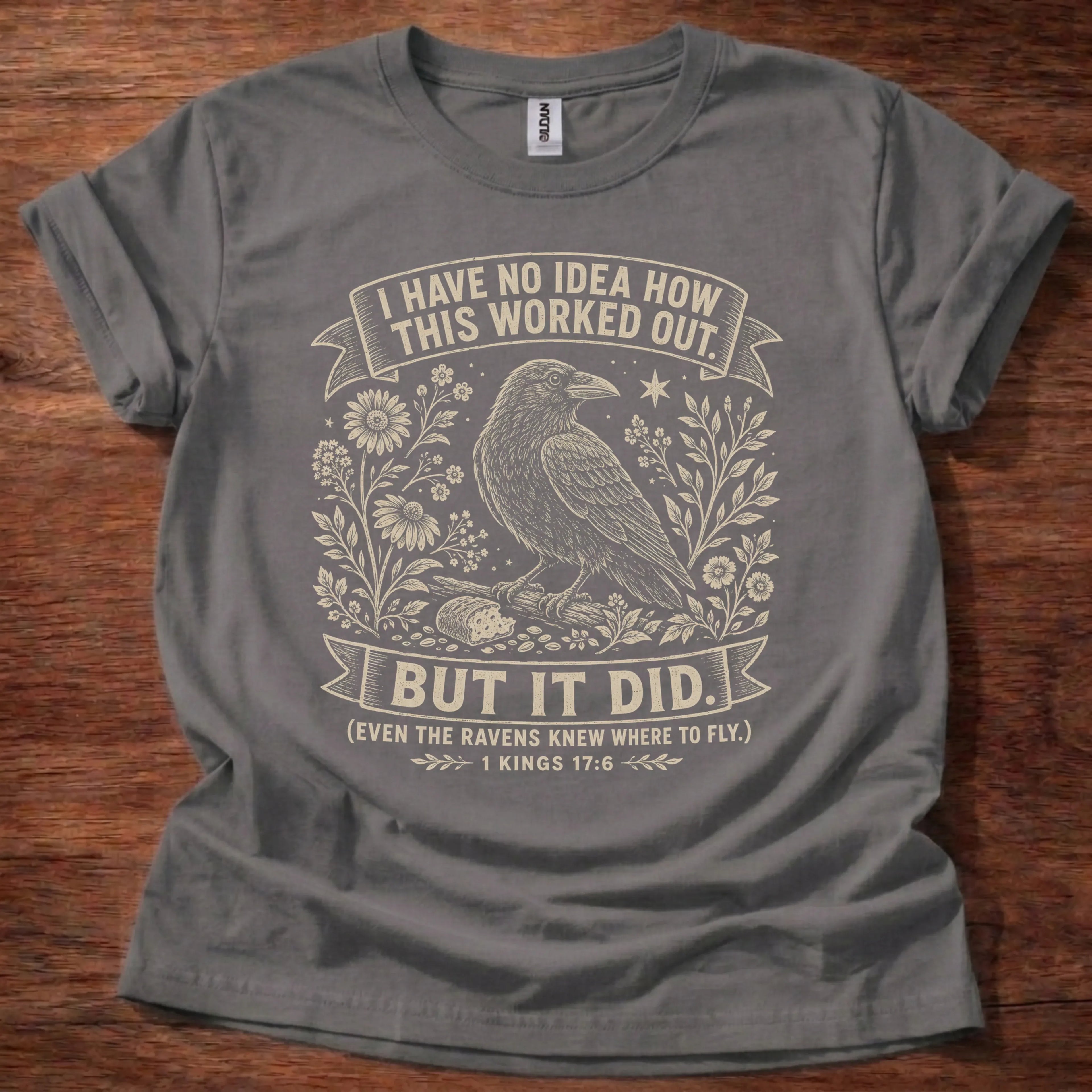 Raven Story Christian t-shirt in charcoal