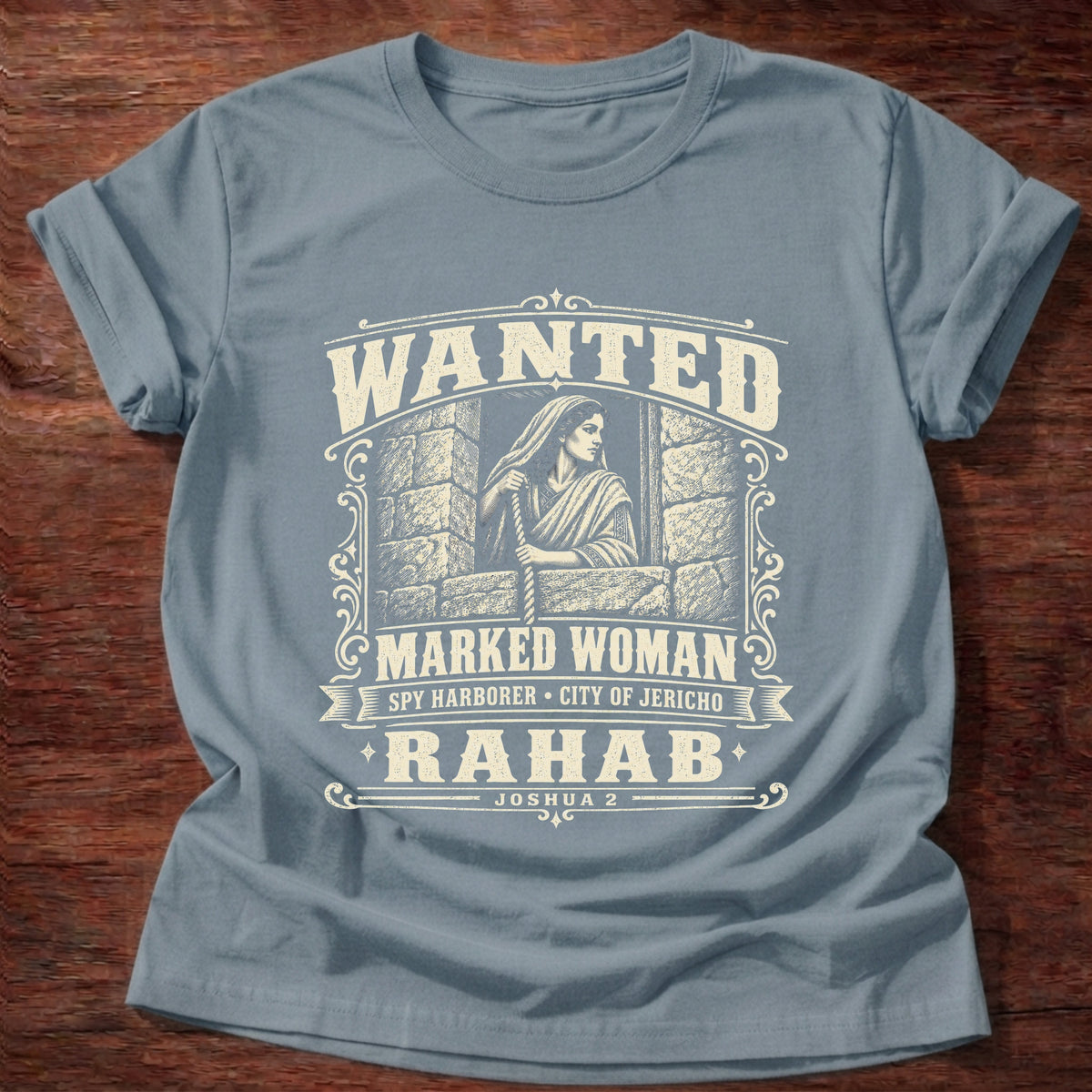 Stone Blue Rahab Joshua 2 Marked Woman Christian T-Shirt